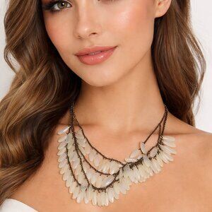 Translucent Lucite Accent Bib Necklace Statement Layered Design